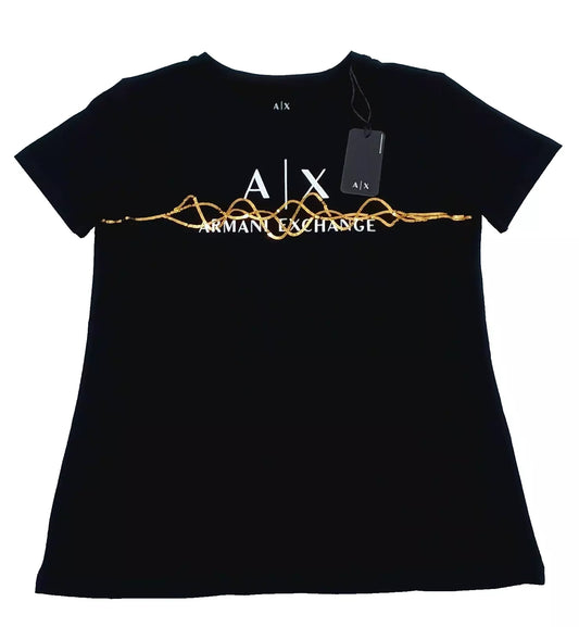 Armani Woman's T-shirts Color Black and Gold Size M (NEW WITH ORIGINAL TAGS)