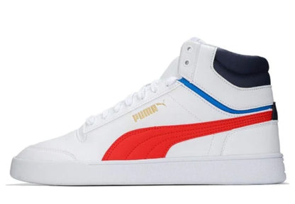 Puma Men's SHUFFLE MID Sneakers Size 9 Color White Red ( NEW ORIGINALS IN BOX)