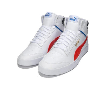 Puma Men's SHUFFLE MID Sneakers Size 9 Color White Red ( NEW ORIGINALS IN BOX)