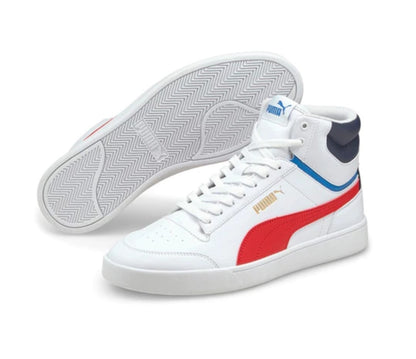 Puma Men's SHUFFLE MID Sneakers Size 9 Color White Red ( NEW ORIGINALS IN BOX)