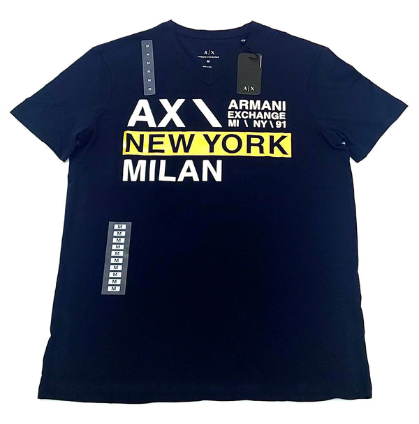 Camiseta Armani Exchange COLOR AZUL Y ORO TALLA M (ORIGINAL CON ETIQUETAS)