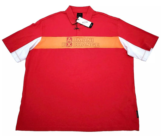 Armani Exchange Polo Color Red Orange and White SIZE L (ORIGINAL WITH TAGS)