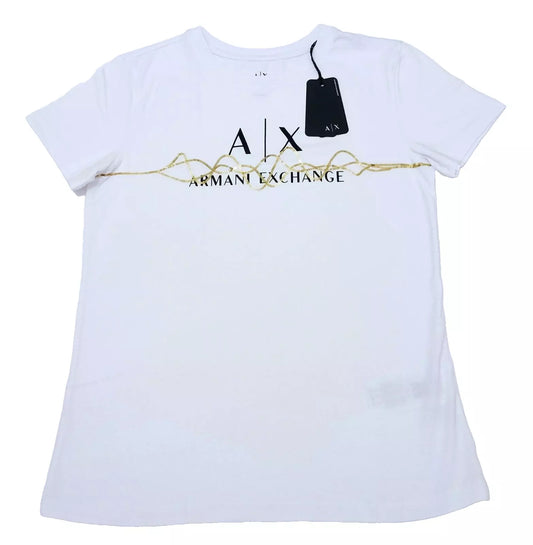 Armani Woman's T-shirts Color White and Gold Size M (NEW WITH ORIGINAL TAGS)