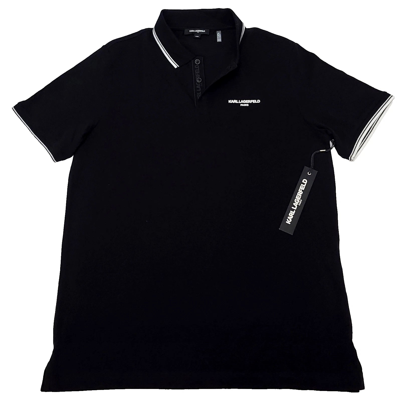 Karl Lagerfeld Men's Polo Shirt Size Large Color Black (NEW WITH ORIGINAL TAGS)