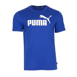 Camiseta Puma Essentials Hombre Talla L. COLOR AZUL-BLANCO. (NUEVO CON ETIQUETAS ORIGINALES)