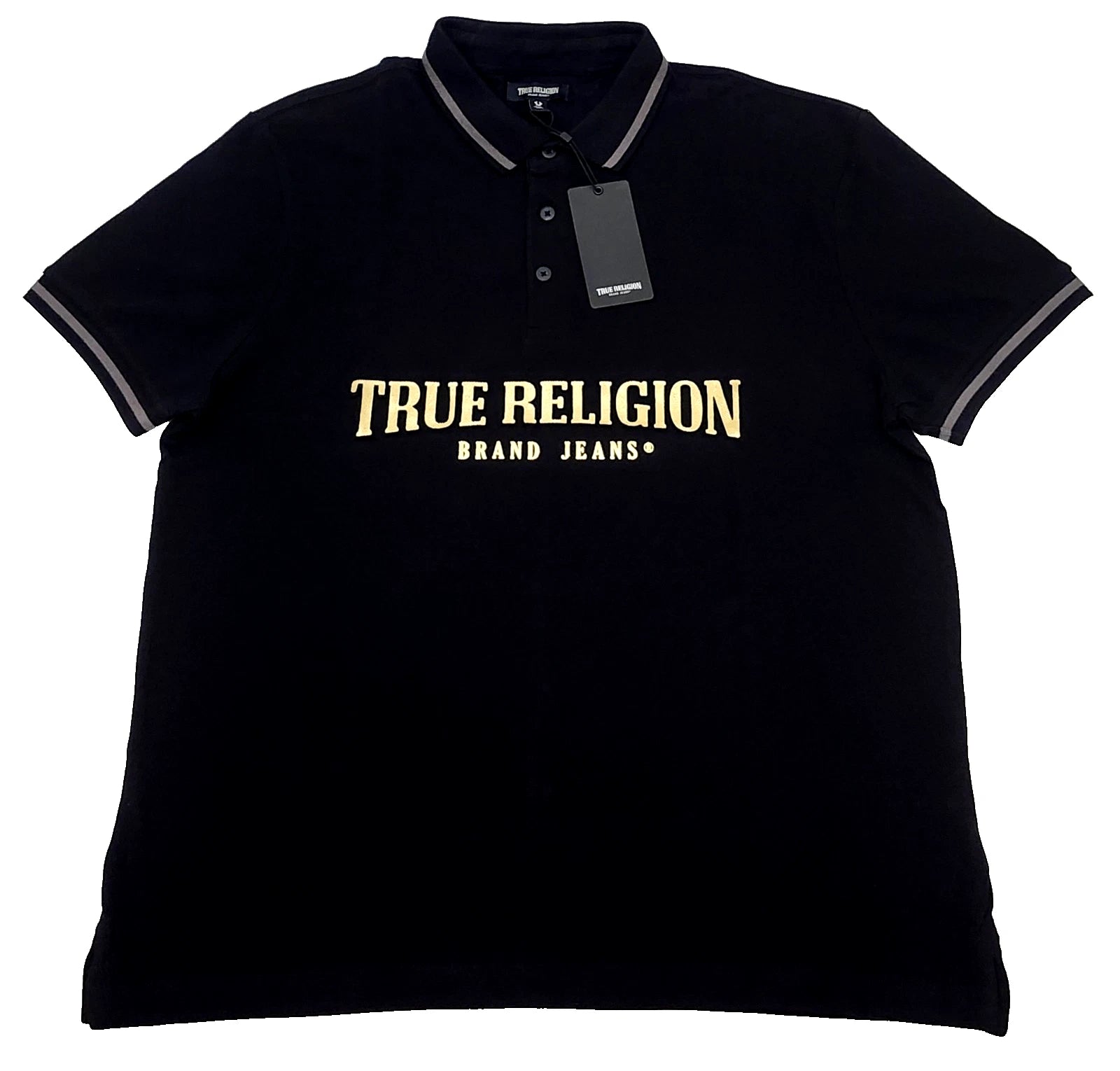 True Religion Polo Shirt Men's Color Black Size L (NEW ORIGINAL WITH TAGS)